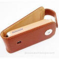 Genuine Leather Case for HTC Magic/Google G2 with Magnetic Clip Closure, Yellow Color and Flip Type